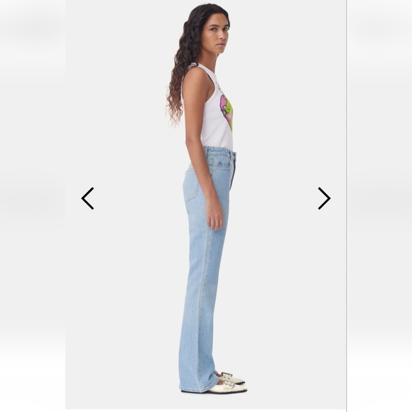 GANNI Denim Betzy High Rise Bootcut Jeans Organic Cotton  Blue Stone 26W/32L 90s - Picture 7 of 8